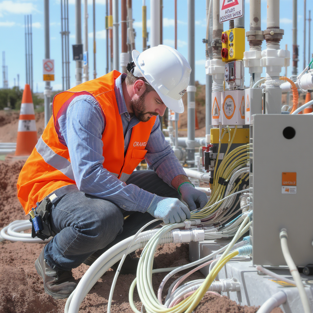 un technicien électrique sur un chantier de télécommunication