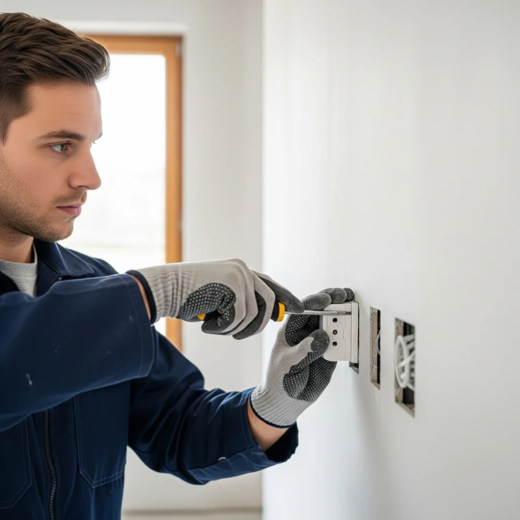 un electricien change une prise à Nevers