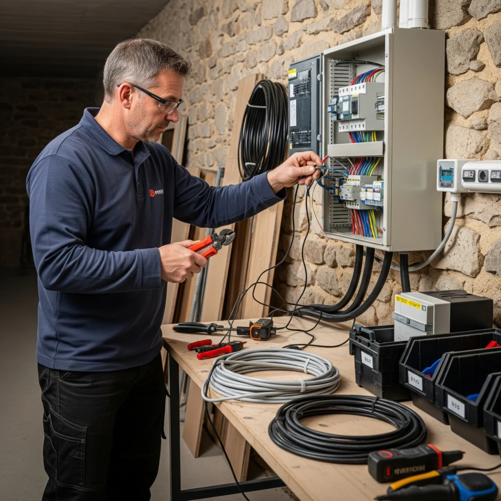 un électricien change un tableau electrique